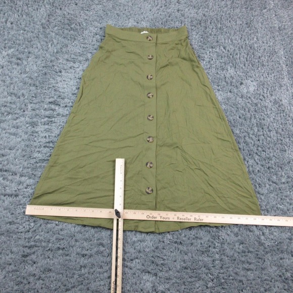 Market & Spruce Skirt Womens Medium Petite Green Button Front Midi Rayon NWT - Picture 9 of 16